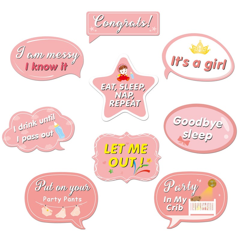 Konsait It's a Girl Photo Booth Prop (53Count), Konsait Baby Shower Pink Lovely Baby Bottle Masks Photobooth Props with Sticks for Baby Shower Accessories Newborn Girl Gift Party Favor Supplies Ideas - Image 5